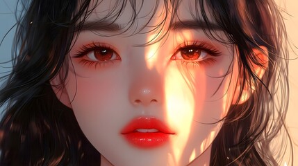 Fototapeta premium Asian girl smiling under the sunshine