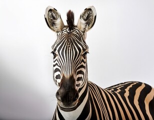Naklejka premium zebra in front of a white background