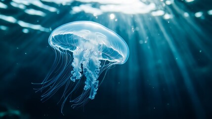 Pulsating jellyfish ocean depths nature photography underwater world serene perspective gentle beauty