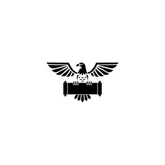 American Bald Eagle with banner isolated on white background