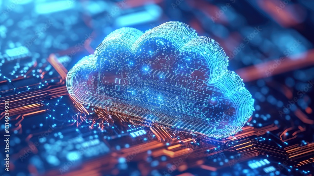 Poster cloud-based network security system with encrypted pathways and ai protection.