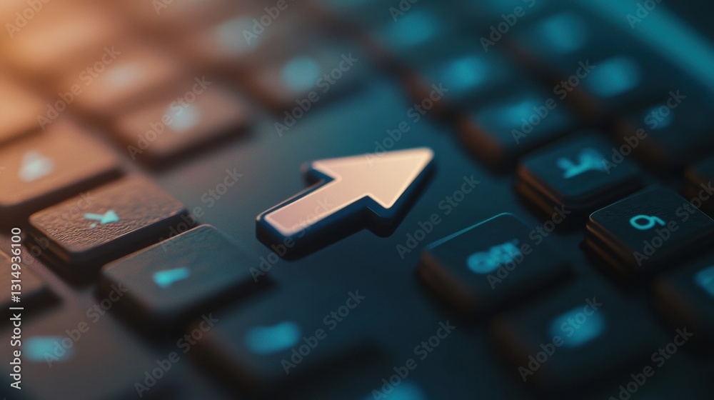 Aufkleber Minimalistic cursor icon over computer screen with gradient background and ample text space in top left corner for design purposes