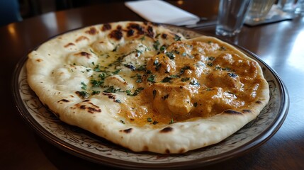 Delicious naan with creamy curry sauce.