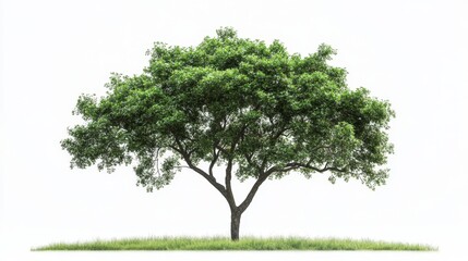 Fototapeta premium Solitary green tree open field nature photography calm environment scenic view resilience