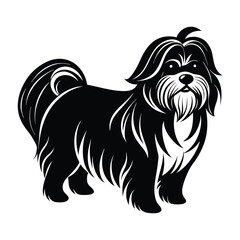 Shih Tzu Standing with Long Flowing Fur Silhouette for Pet Stock