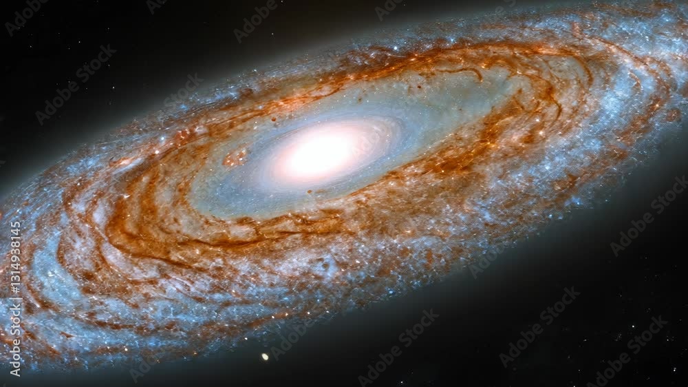 Wall mural stunning spiral galaxy illuminated by stars and cosmic dust in deep space captured at high resolutio