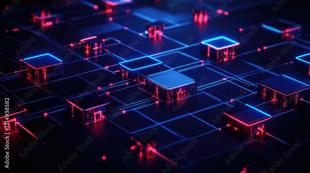 Poster cyber network security visualization with encrypted data links and protection layers.
