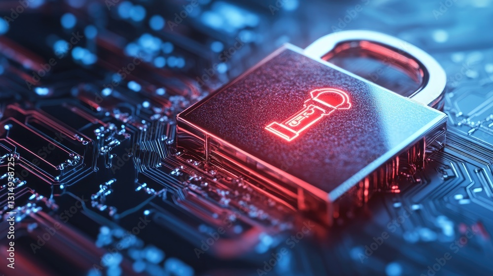 Poster cyber network security visualization with encrypted data links and protection layers.