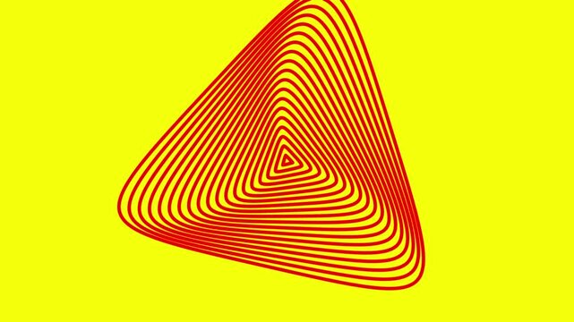 Red triangle lines rotating repeatedly with a combination of yellow background. abstract
