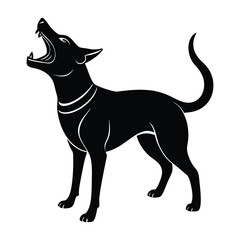 Silhouette of a Dog Barking with Mouth Open for Stock Illustration