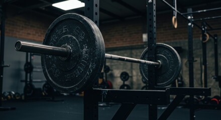 Close-Up of a Chalk-Covered Barbell on a Squat Rack
