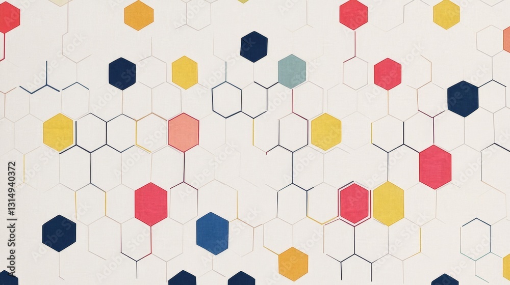 Poster creating a hexagonal pattern of interconnected shapes graphic design studio visual art digital realm