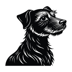 Silhouette of a Dog Looking Up Attentively for Pet Stock