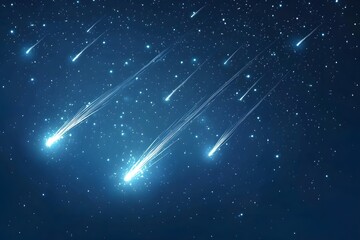 The bright trajectory of shooting stars in the night sky