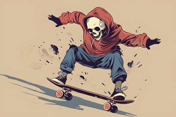 Illustration of a skater skeleton