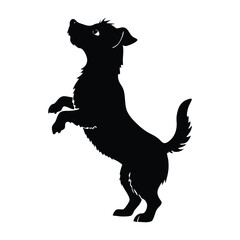 Small Dog Standing on Hind Legs Begging Silhouette for Stock Illustration