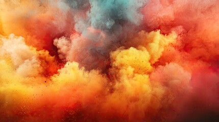 Colorful powder explosion, vibrant hues, dynamic movement, abstract background, ideal for design