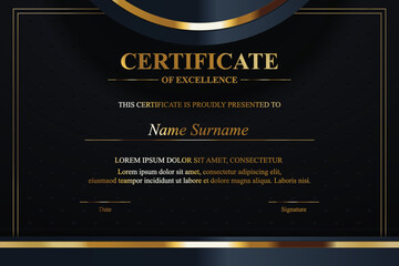 Gold-accented black certificate template design