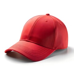 Fototapeta premium Red baseball cap mockup, Cutout. Background white
