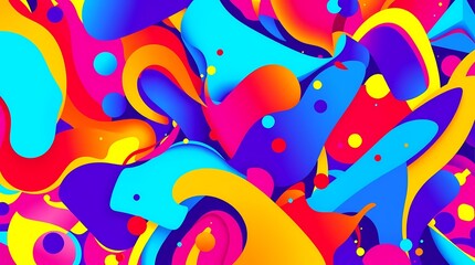Fototapeta premium Explosive Color Abstract: A vibrant and energetic abstract artwork with swirling, organic shapes bursting with a rainbow of saturated colors. 