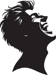 Head tilted back laughing vector illustration