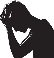 Holding head in despair vector illustration