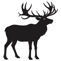 a vector silhouette of a large bull elk bugling