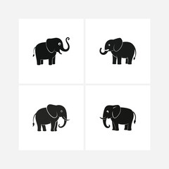 Download a high-quality minimalist elephant silhouette featuring a sleek black design with smooth curves and subtle white accents. Perfect for logos, designs, and artistic projects.