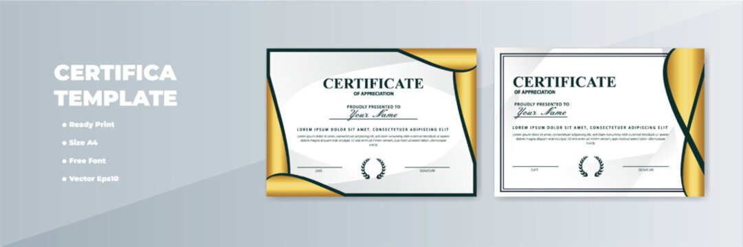 Gold-Accented Certificate Templates A4, Ready Print