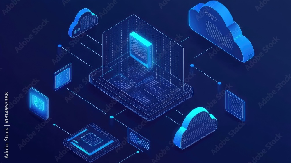 Poster graphical representation of high-speed g internet networks and cloud computing.