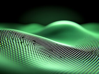 Abstract green waves with illuminated dots modern digital wallpaper