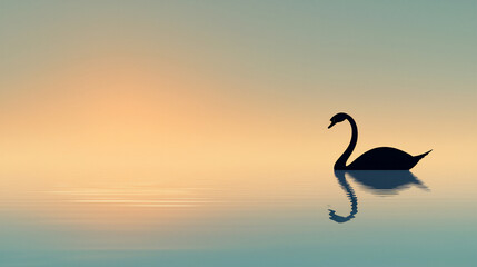 Naklejka premium natural light P Silhouette of a swans trail i