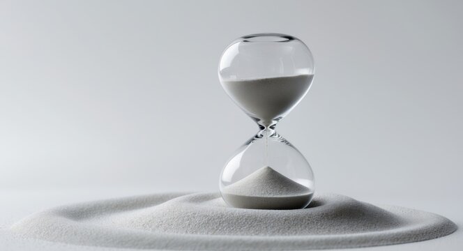 Flowing sand in hourglass symbolizes effective time management and the urgency of meeting deadlines for improved productivity