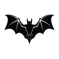 Fototapeta premium Bat flying with wings fully extended silhouette on white
