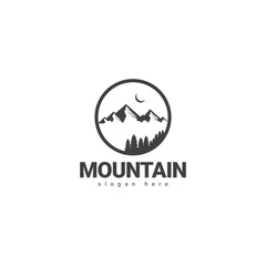 Mountain logo vector. Mountain outdoor silhouette abstract background icon design