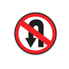 No U-turn sign symbol on white background. Vector Ilustration