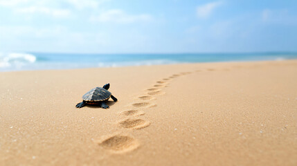 natural light P Silhouette of a turtles trail