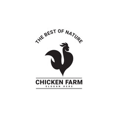 Vintage Chicken Farm Logo chicken farm logo vector illustration design, rooster on fence hipster logo design