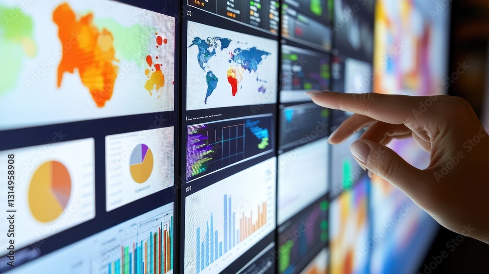 Poster interactive business dashboard showing communication and workflow analytics.
