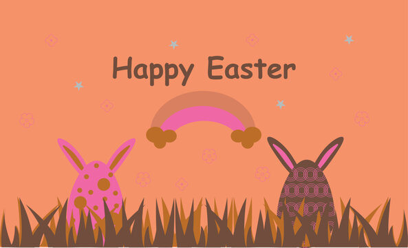 Easter egg with leaves in doodle stile