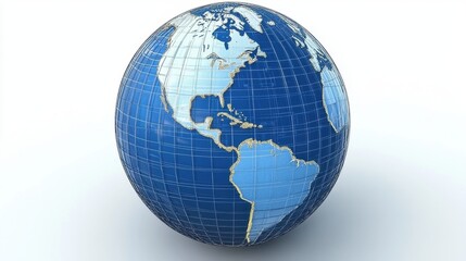 Fototapeta premium Detailed Globe Illustration of Earth with Blue Oceans and Continents on White Background for Global Awareness