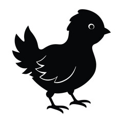 Chick walking with small wings tucked away silhouette design