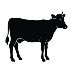 Cow standing in profile with head slightly lowered silhouette design