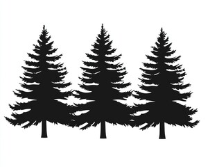Elegant Silhouette of Trio Pine Trees for Eco-Friendly Decor, Travel Emblems, and Natural Park Signs