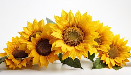 Obraz premium yellow flowers isolated on blank white background blooming sunflower field yellow background