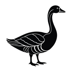 Goose standing with long neck slightly curved silhouette design