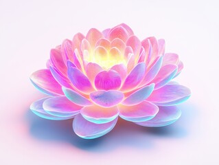 Fototapeta premium Holographic Bloom with Algorithmic Concept and Symmetrical Patterns