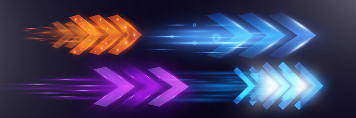 Futuristic speed background with glowing arrows, motion blur, digital technology concept, fast-moving elements, dynamic light trails, high-tech energy flow, acceleration effect, sci-fi motion design.
