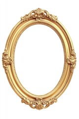 Elegant Golden Oval Wall Frame with Classic Design for Portrait Display on White Background