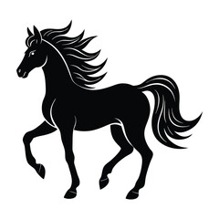 Horse trotting with mane and tail flowing silhouette design